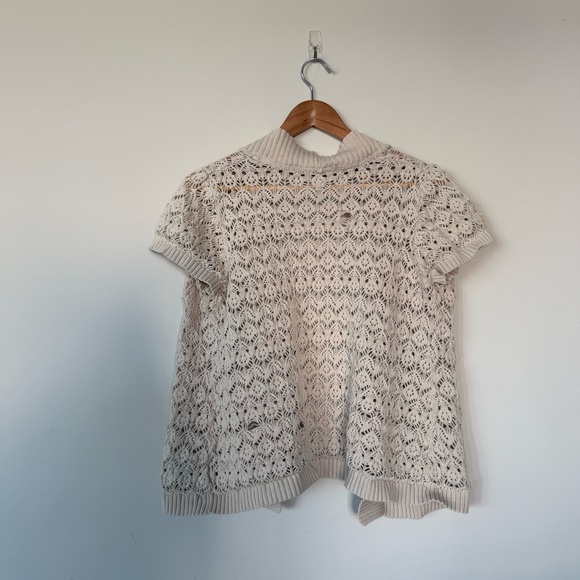 3/$20⚡️ Croft & Barrow Cream Knit Short Sleeve Cardigan Festival Boho Bohemian - Picture 11 of 15